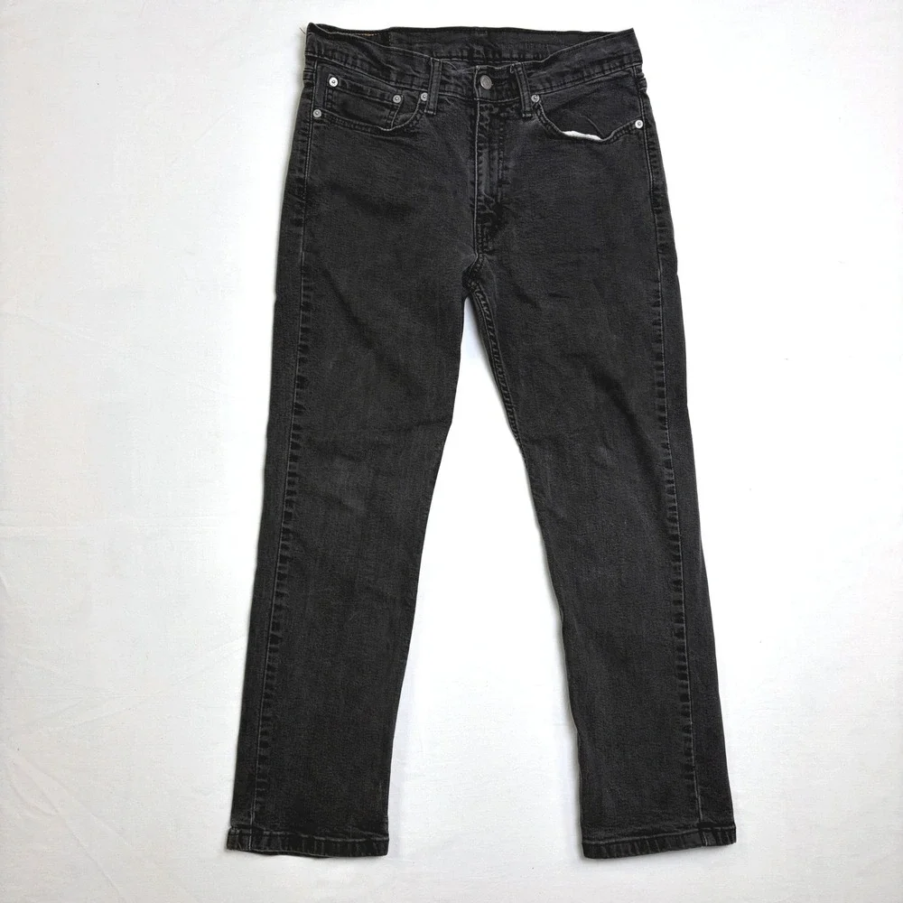 Levis 514 Straight Fit Mens Jeans Black Faded Denim 34x30 (Actual‎ 31x27)